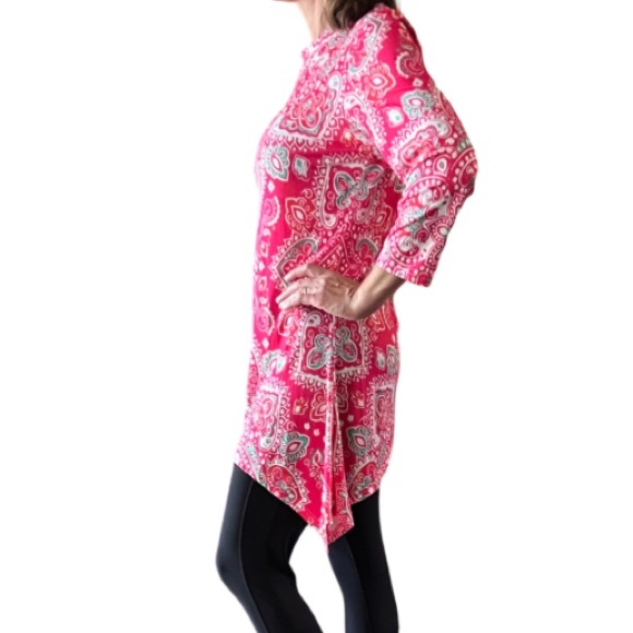 NWT Lily by Firmiana Long Tunic Top, Shark Bite Hem, Paisley, Long - Picture 3 of 14